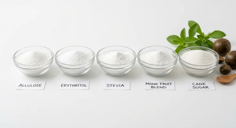 Eritritolo Biologico vs. Allulosio e Stevia: Confronto 5 Organic Allulose vs. Other Sweeteners Which One Fits Your Product Best