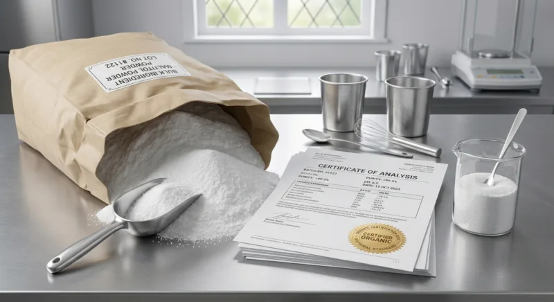 Maltitolo biologico: approvvigionamento e qualità 10 How to Source Organic Maltitol Grades, Certifications and Quality Benchmarks